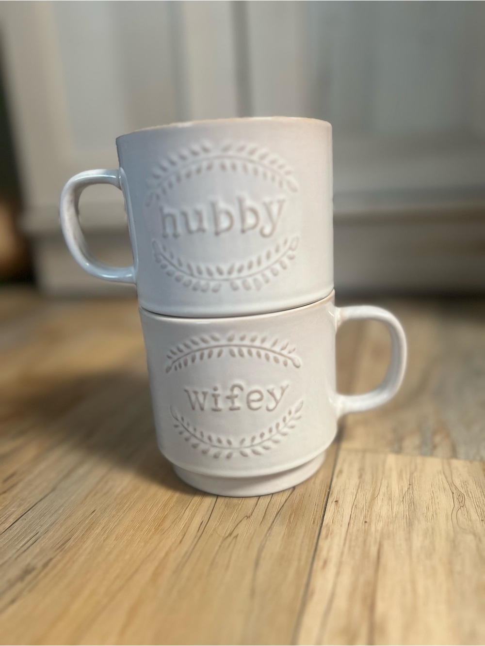 Sheffield Home - Wifey & Hubby - Stackable Coffee Cups Mug Wedding Gift Country